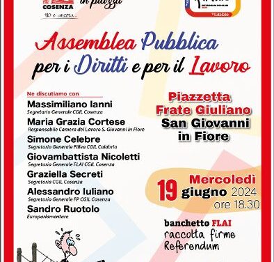 MERCOLEDI’ 19 GIUGNO ASSEMBLEA PUBBLICA