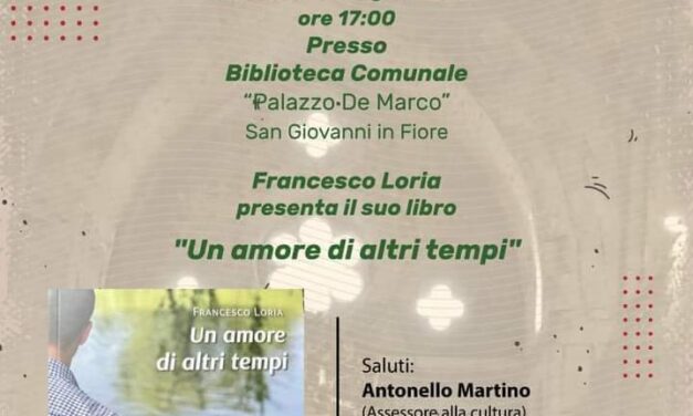 MARTEDI’ 18 INCONTRIAMO FRANCESCO LORIA PER PARLARE DI AMORI D’ALTRI TEMPI
