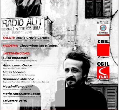 SI PARLERA’ DI PEPPINO IMPASTATO IL 4 SETTEMBRE