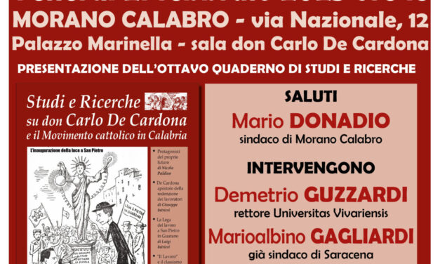 Venerdì 21 febbraio 2025 a Palazzo Marinella A MORANO CALABRO INCONTRO SU DON CARLO DE CARDONA