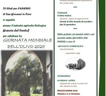 L’UNESCO di San Giovanni in Fiore celebra la giornata mondiale dell’Ulivo