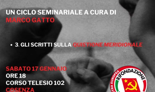 RIFONDAZIONE: SABATO 17 IL TERZO APPUNTAMENTO DEI SEMINARI SU GRASMCI A CORSO TELESIO